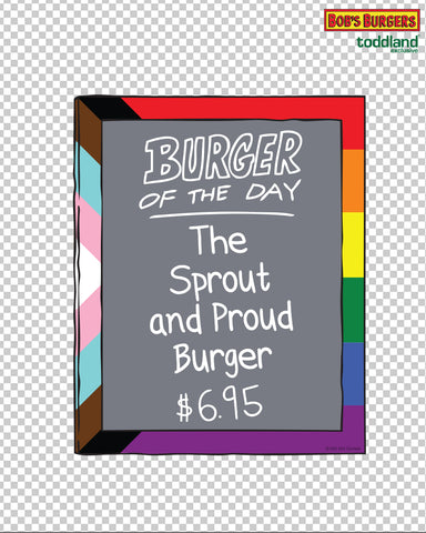 2026 Bob's Burgers Pride - Burger of the Day Sprout and Proud die cut sticker