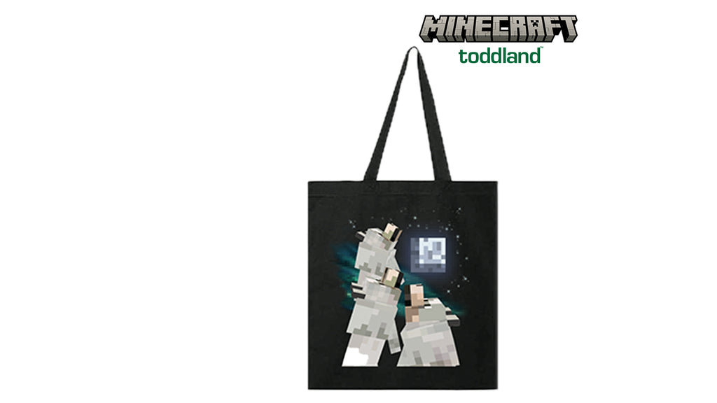 MINECRAFT- 2026 3 Minecraft wolves heavy canvas grocery tote - black (ships 8/1-8/30)