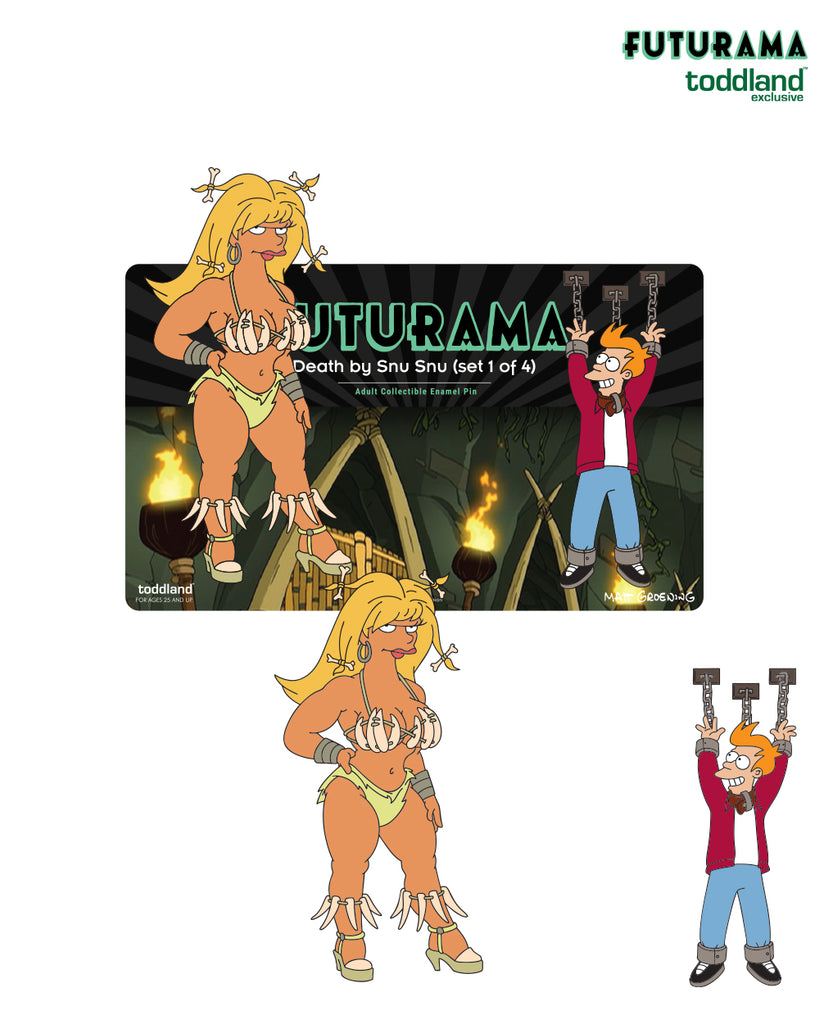FUTURAMA - Thog and Fry Death by Snu Snu pin set - FIRST in a series of four
