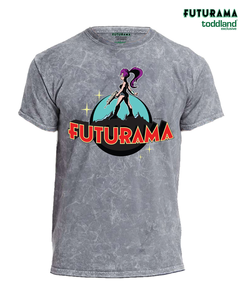 FUTURAMA - Leelarella tee Mineral Wash Gray