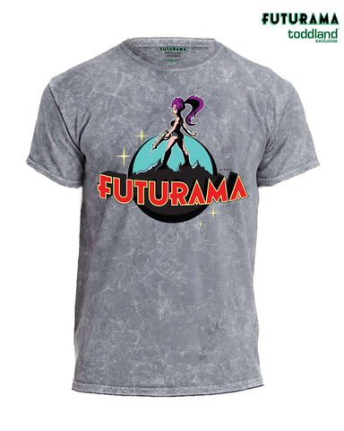 FUTURAMA - Leelarella tee Mineral Wash Gray