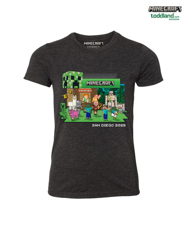 Minecraft - 2025 ADULT Con Booth tee - charcoal black triblend (*ships mid august or sooner)