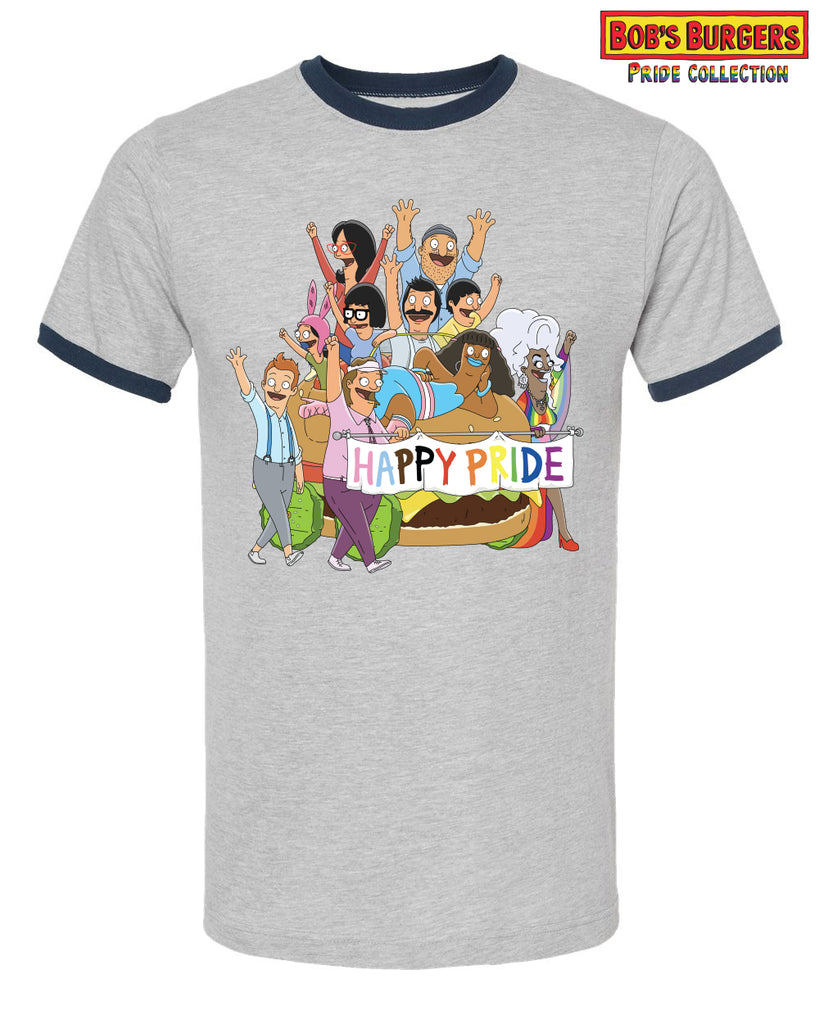 2024 Bob's Burgers Pride - Pride Parade Ringer Tee Navy/Gray (pre-order, read description)