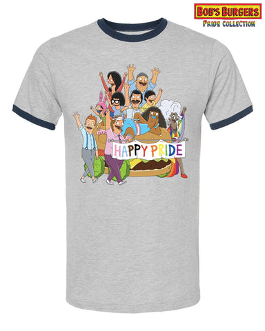 2024 Bob's Burgers Pride - Pride Parade Ringer Tee Navy/Gray (pre-order, read description)