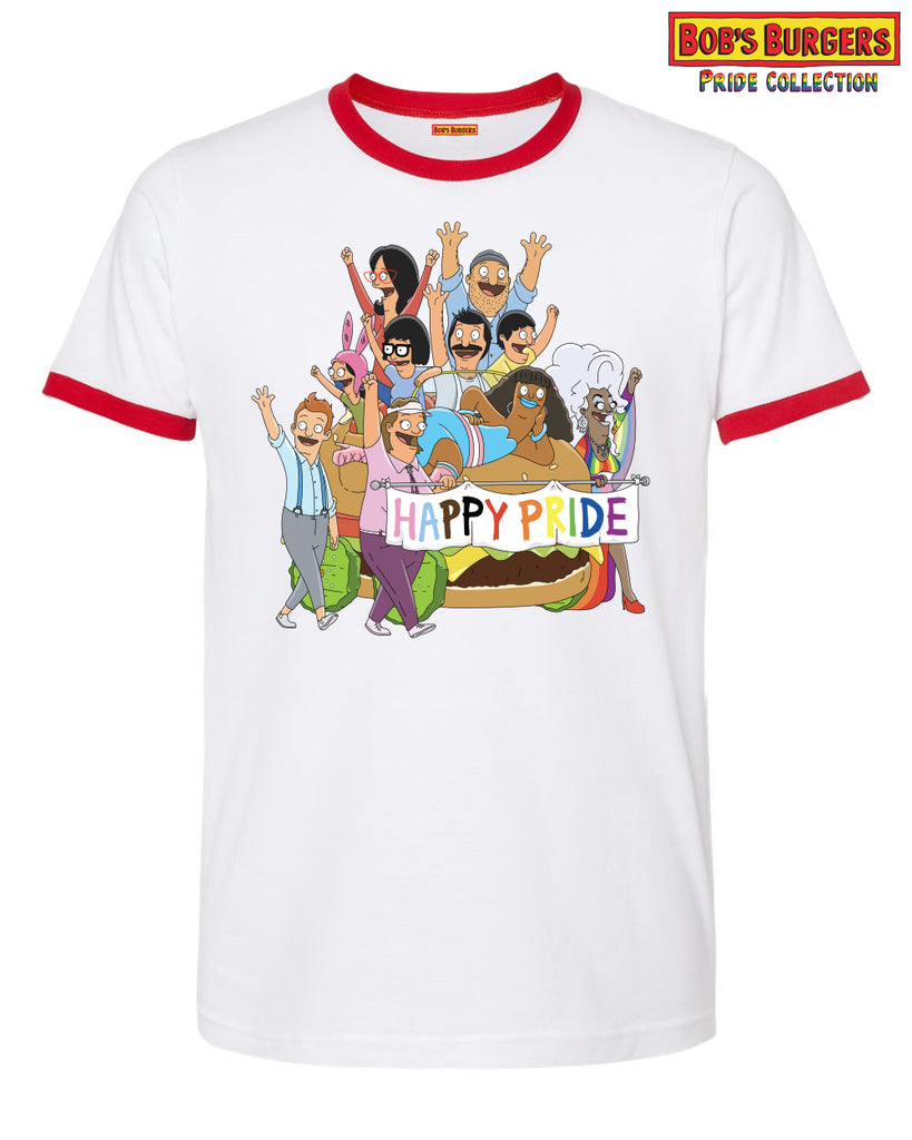 2024 Bob's Burgers Pride - Pride Parade Ringer Tee Red/White (pre-order, read description)