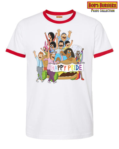 2024 Bob's Burgers Pride - Pride Parade Ringer Tee Red/White (pre-order, read description)