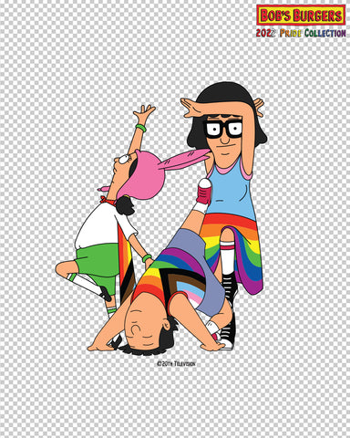 Bob's Burgers Pride - Louise, Tina, Gene clear die cut sticker