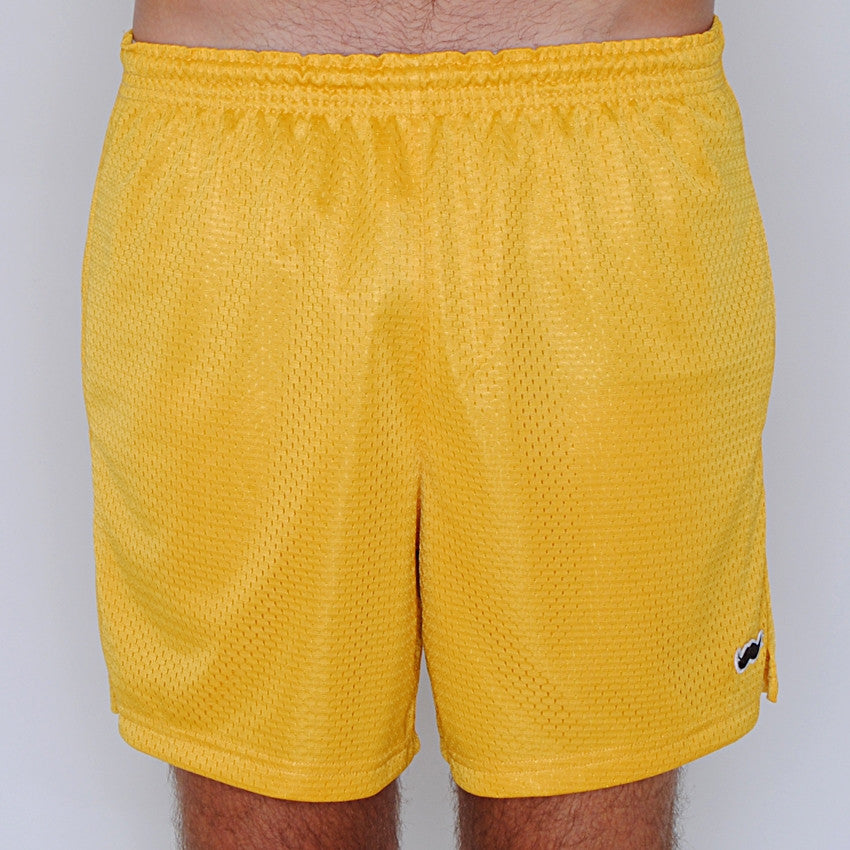 mesh stache (see what we did there) mesh gym shorts - vintage gold
